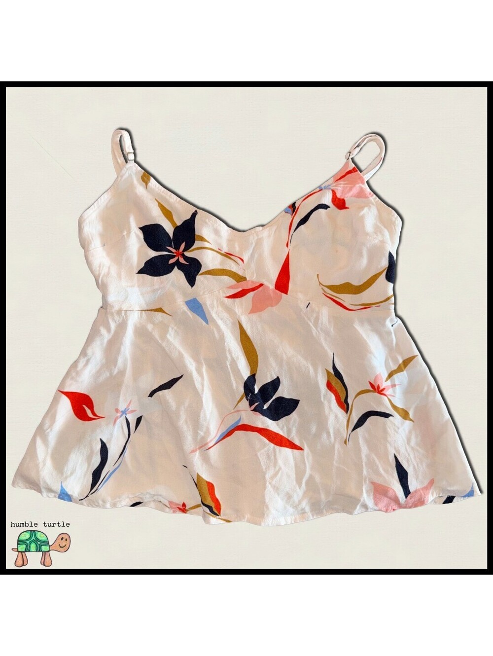O'Neill Women's Tropical Floral Smocked Babydoll Tank Top | Size Small | EUC